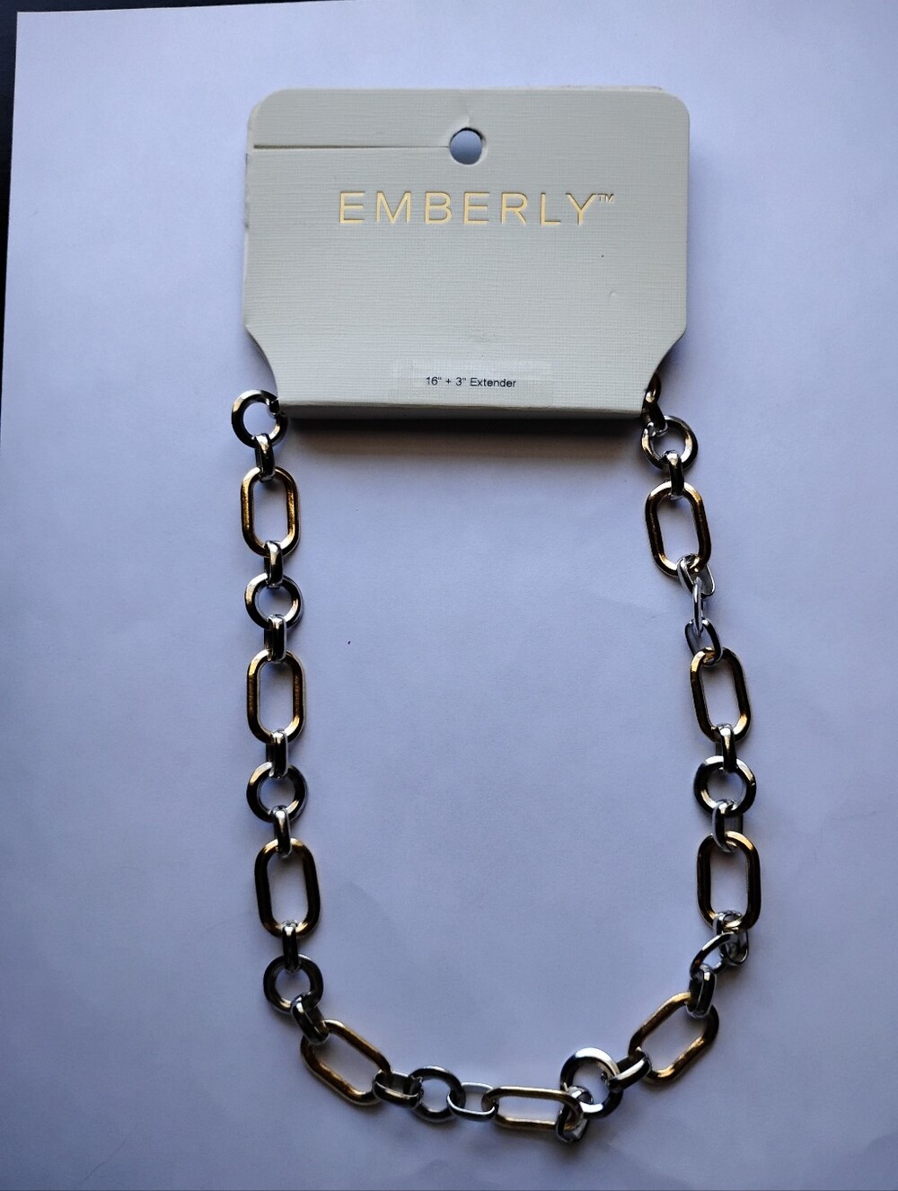 NWT Emberly Silver and Gold Tone Chain Necklace